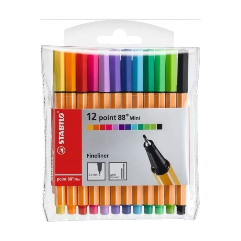 STABILO - Stabilo Point 88 12 Lápices Mini Fineliner Tiralíneas 0.4mm