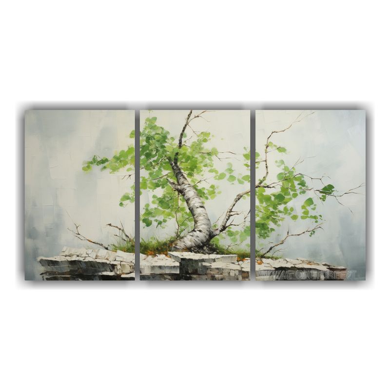 GENERICO - Pintura Abstracta De Un árbol Bonsái De Abedul, Alta Calid 240x120cm