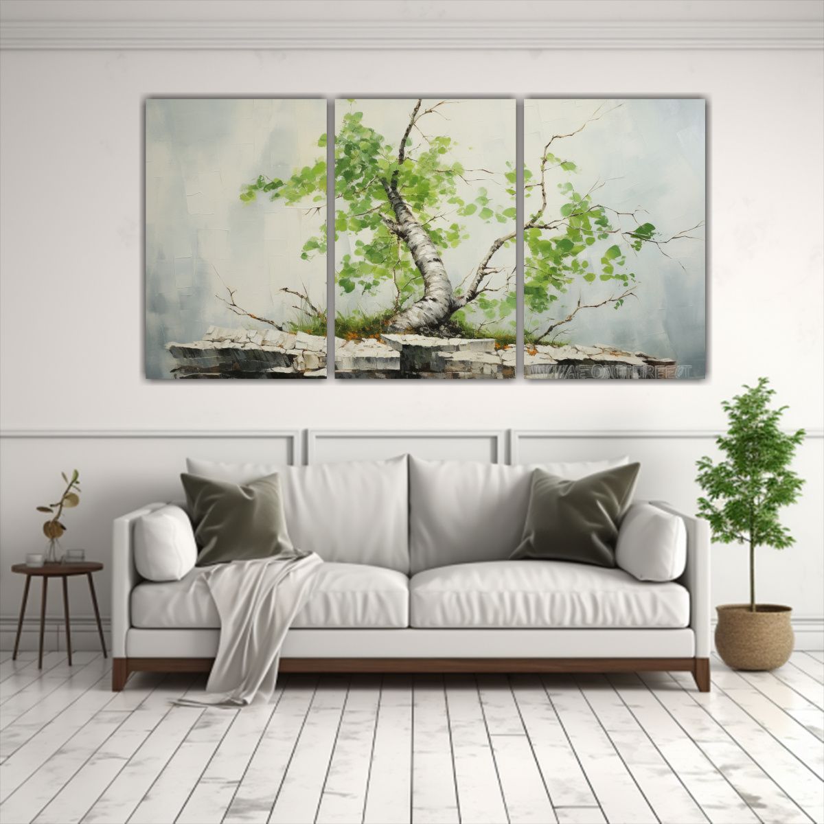 GENERICO - Pintura Abstracta De Un árbol Bonsái De Abedul, Alta Calid 240x120cm