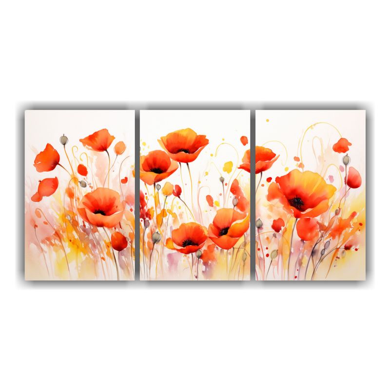 GENERICO - Cuadro Abstracto Poppies Composición Equilibrada De Flores  240x120cm