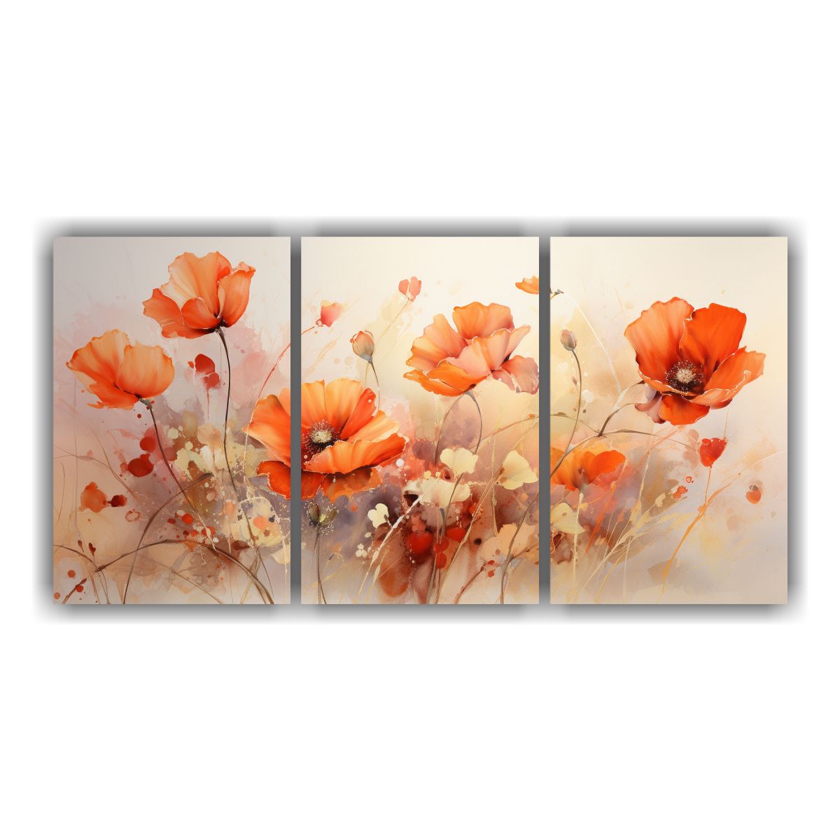 GENERICO - Pintura Abstracta De Amapolas En Colores Dorados Arte Inspir 240x120cm