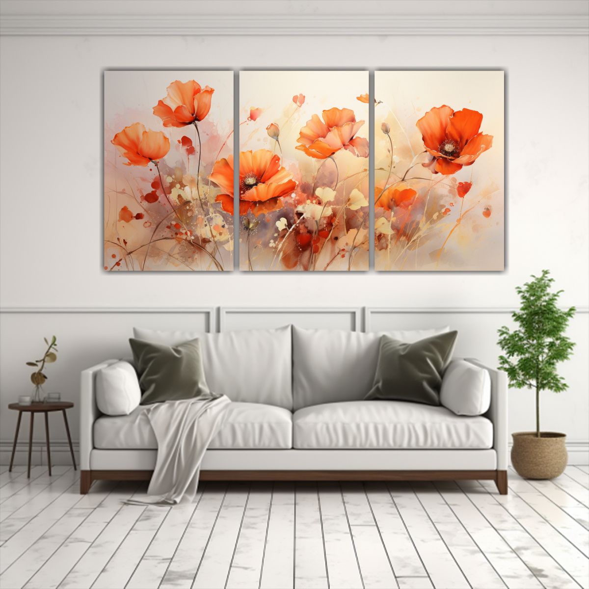 GENERICO - Pintura Abstracta De Amapolas En Colores Dorados Arte Inspir 240x120cm