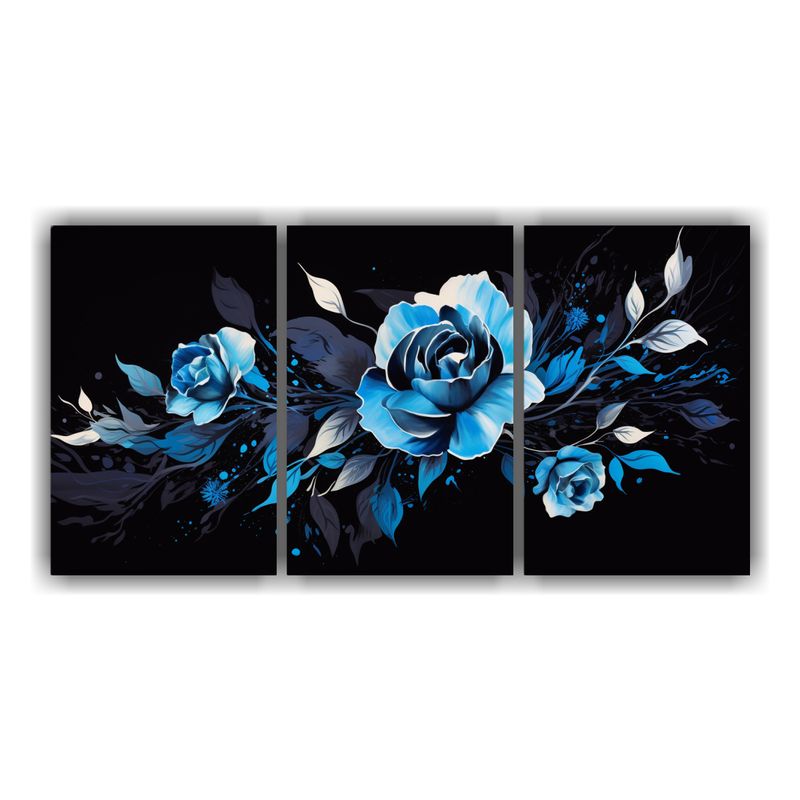 GENERICO - Pinturas Neonoir Contraste Negro Y Azul, Tres Lienzos Calido 240x120cm