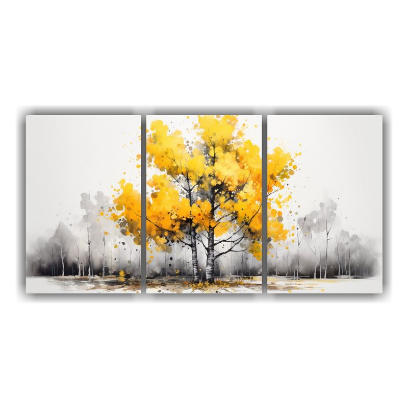 GENERICO - Pinturas Abstractas En Amarillo Y Negro Del árbol Temblón  240x120cm