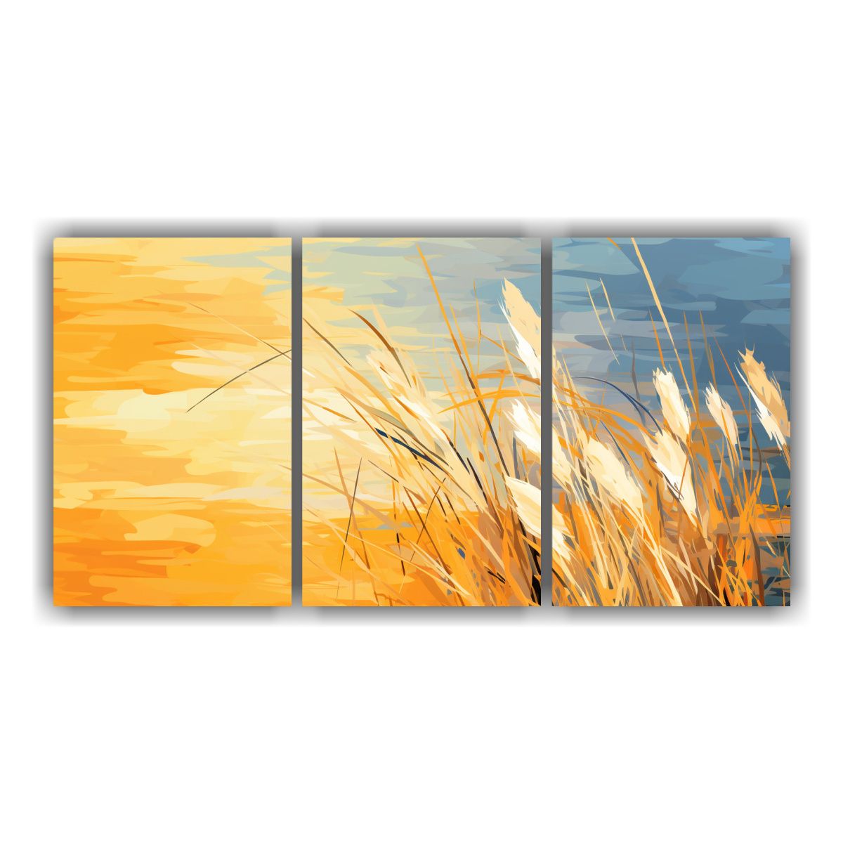 GENERICO - Conjunto 3 Patrones Intensos De Cattail Grass En Tonos Amari 240x120cm