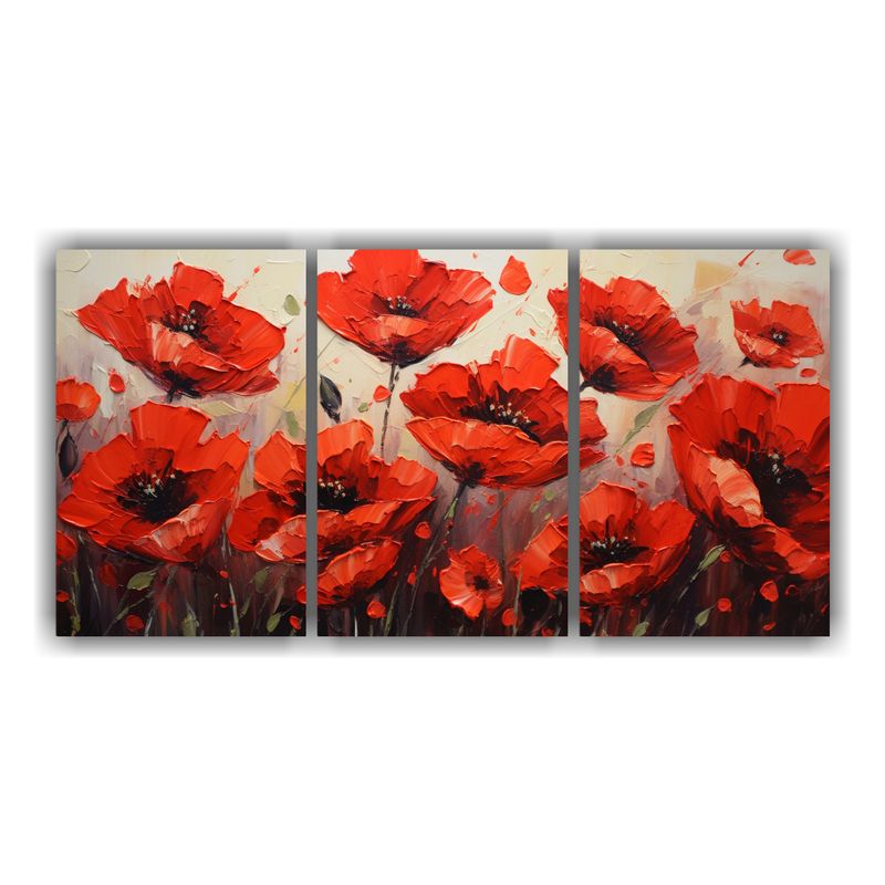 GENERICO - Pintura De Flores En Lienzo En Elegancia Roja Y Negra. 240x120cm