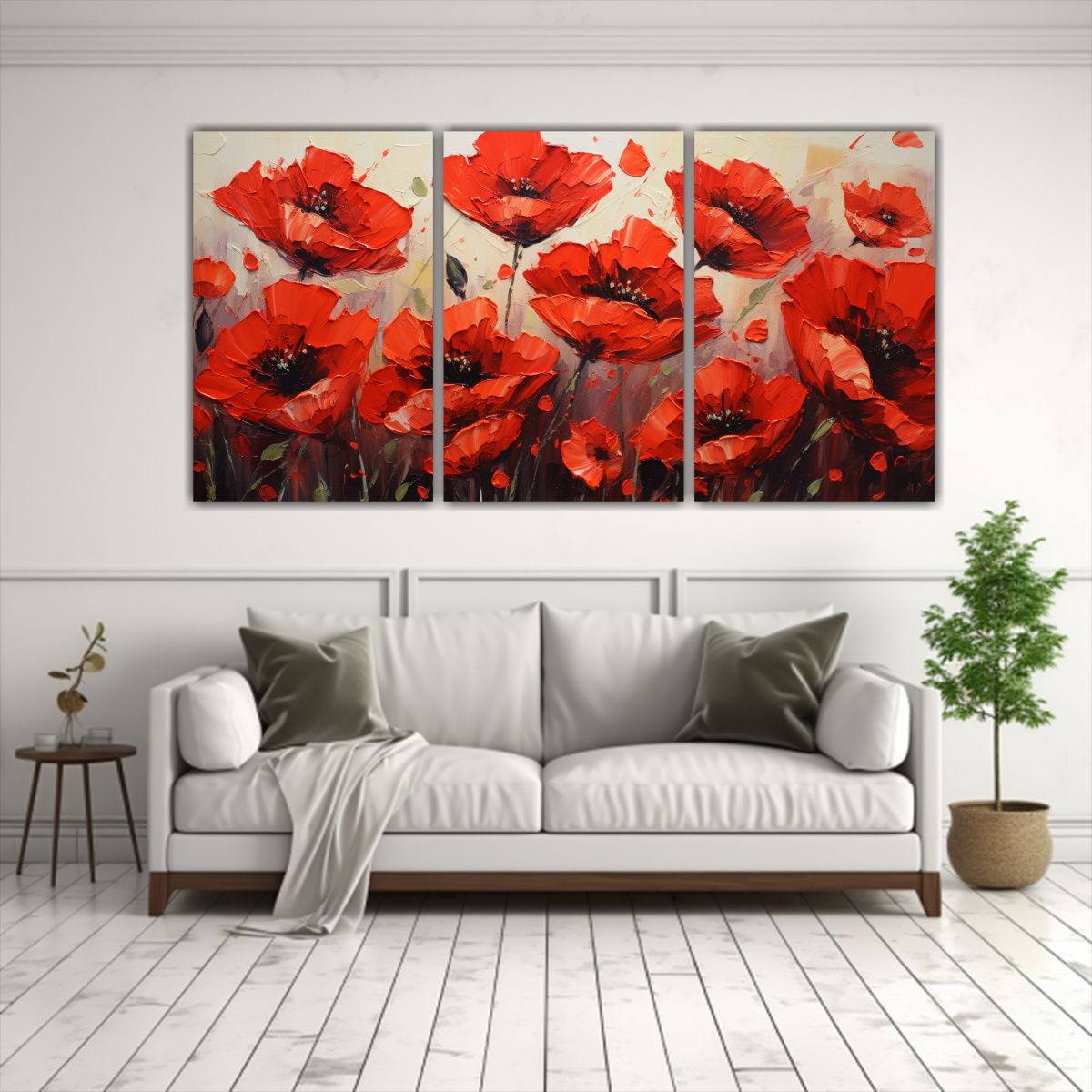GENERICO - Pintura De Flores En Lienzo En Elegancia Roja Y Negra. 240x120cm