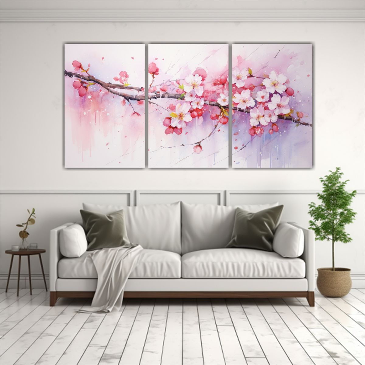 GENERICO - Cuadros Decoración Naturaleza Viva Sakura En Abstracto, Col 240x120cm