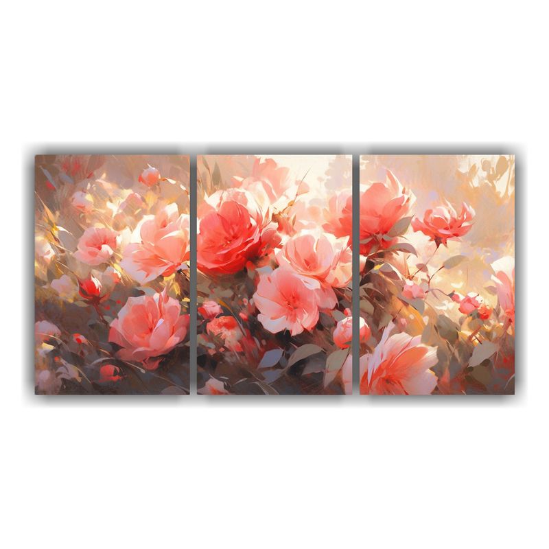 GENERICO - Set 3 Lienzos De Tela Impreso Temática A Red Y Rosas Pintur 240x120cm