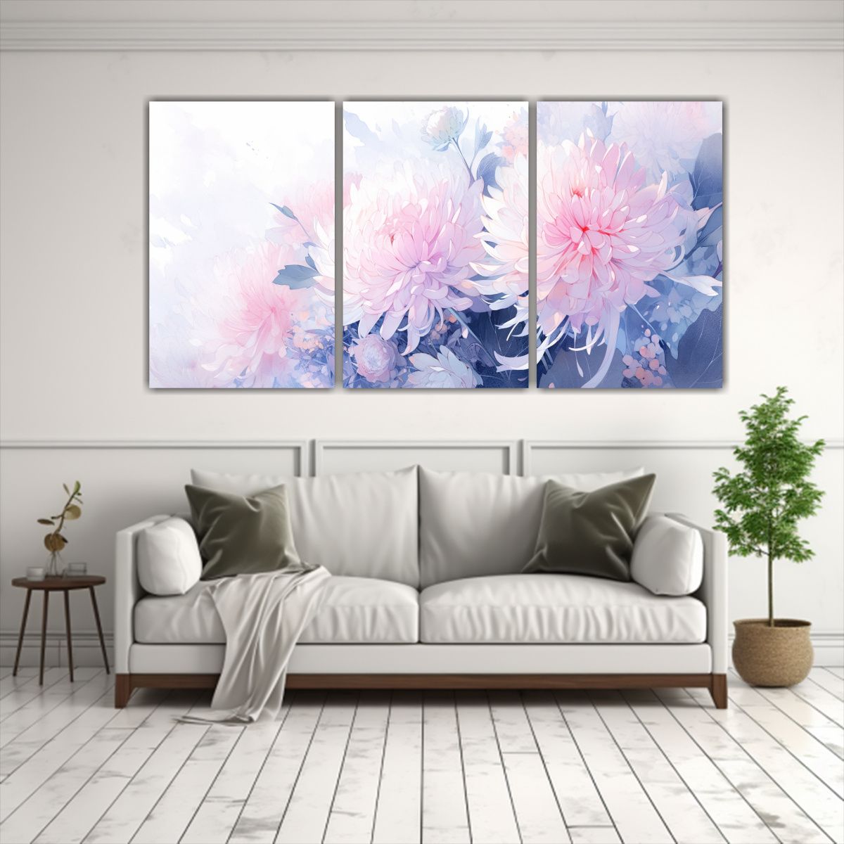 GENERICO - Cuadro Bastidor Decoración Chrysanthemums Acuarela Pastel 240x120cm