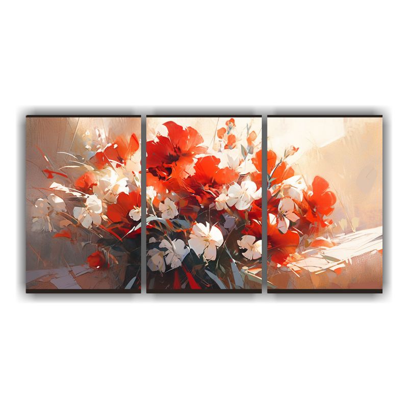 GENERICO - Pintura De Flores En Lienzo Estilo R Con Finas Líneas Rojas 240x120cm