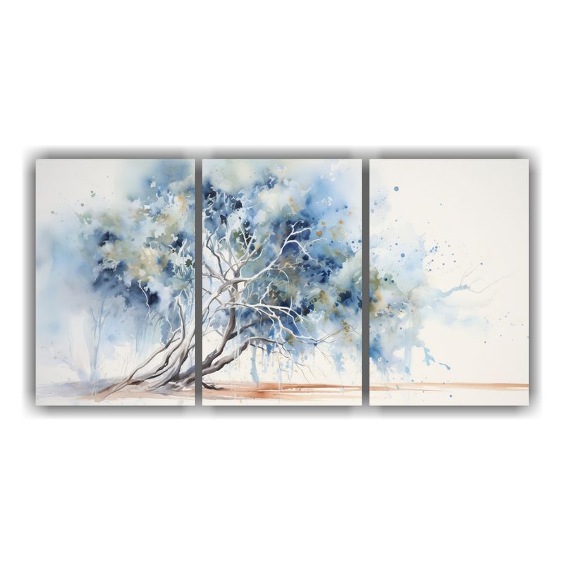 GENERICO - Pintura Abstracta De árbol De Eucalipto En Colores Azules E 240x120cm