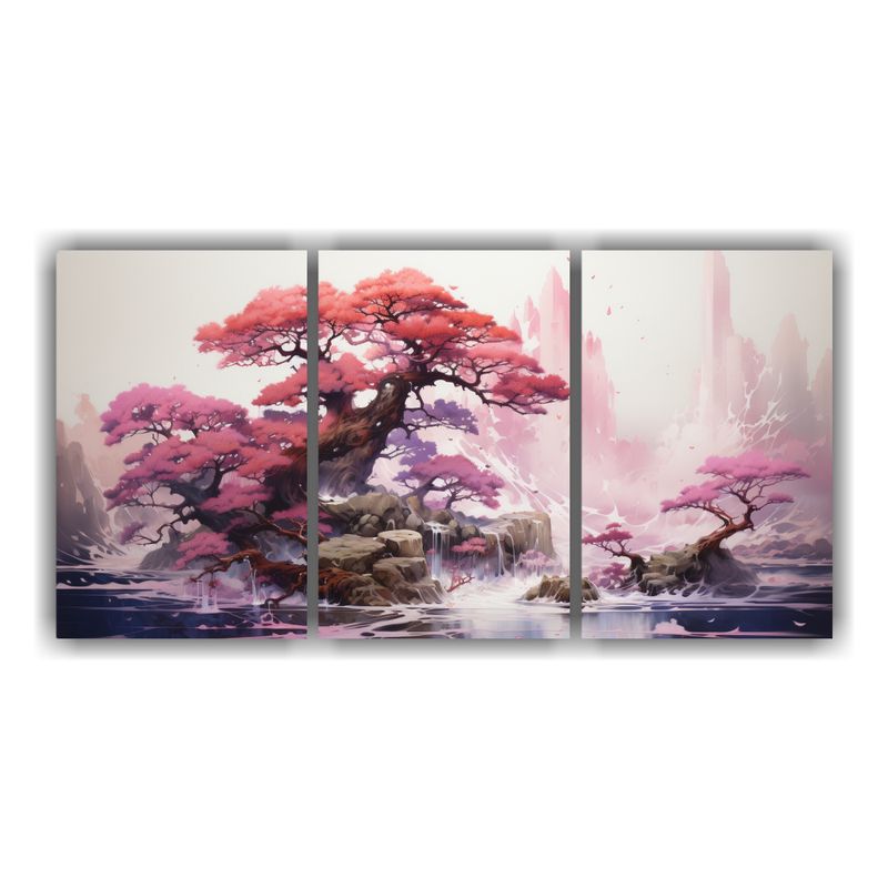 GENERICO - Pintura Abstracta De árbol De Abeto Bonsái En Colores Dora 240x120cm