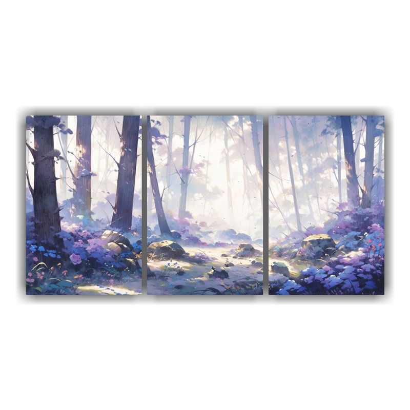 GENERICO - Pinturas De Tres Telas En Bastidor Colores Bosque Paisaje Pi 240x120cm