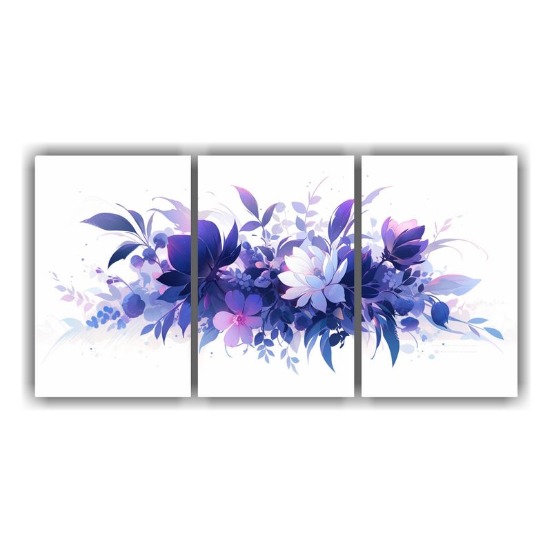 GENERICO - Conjunto 3 Lienzos Decoración Simple Morado Y Blanco Ambien 240x120cm