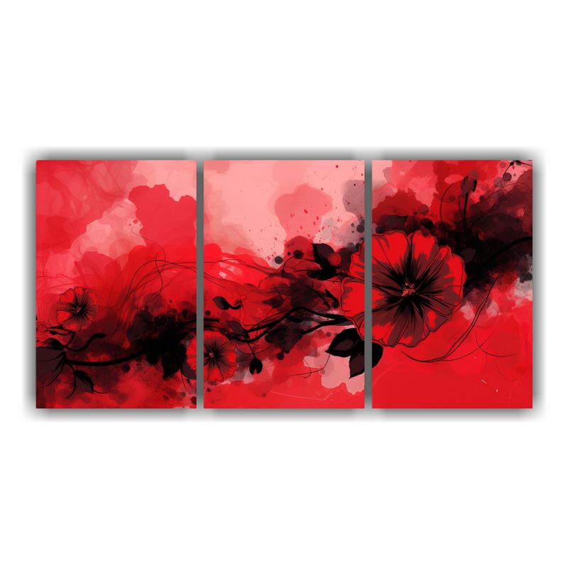 GENERICO - Cuadro Abstracto En Bastidor: Rojo Y Negro En Ambiente Neono 240x120cm