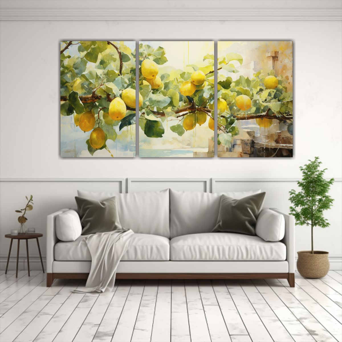 GENERICO - Conjunto 3 Cuadros Tema Temática Árbol Higuera Amarillo Y  240x120cm