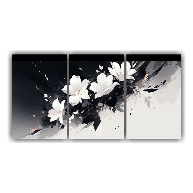 GENERICO - Set 3 Cuadros Luminosos Diseño Neonoir Blanco Y Negro En Es 240x120cm