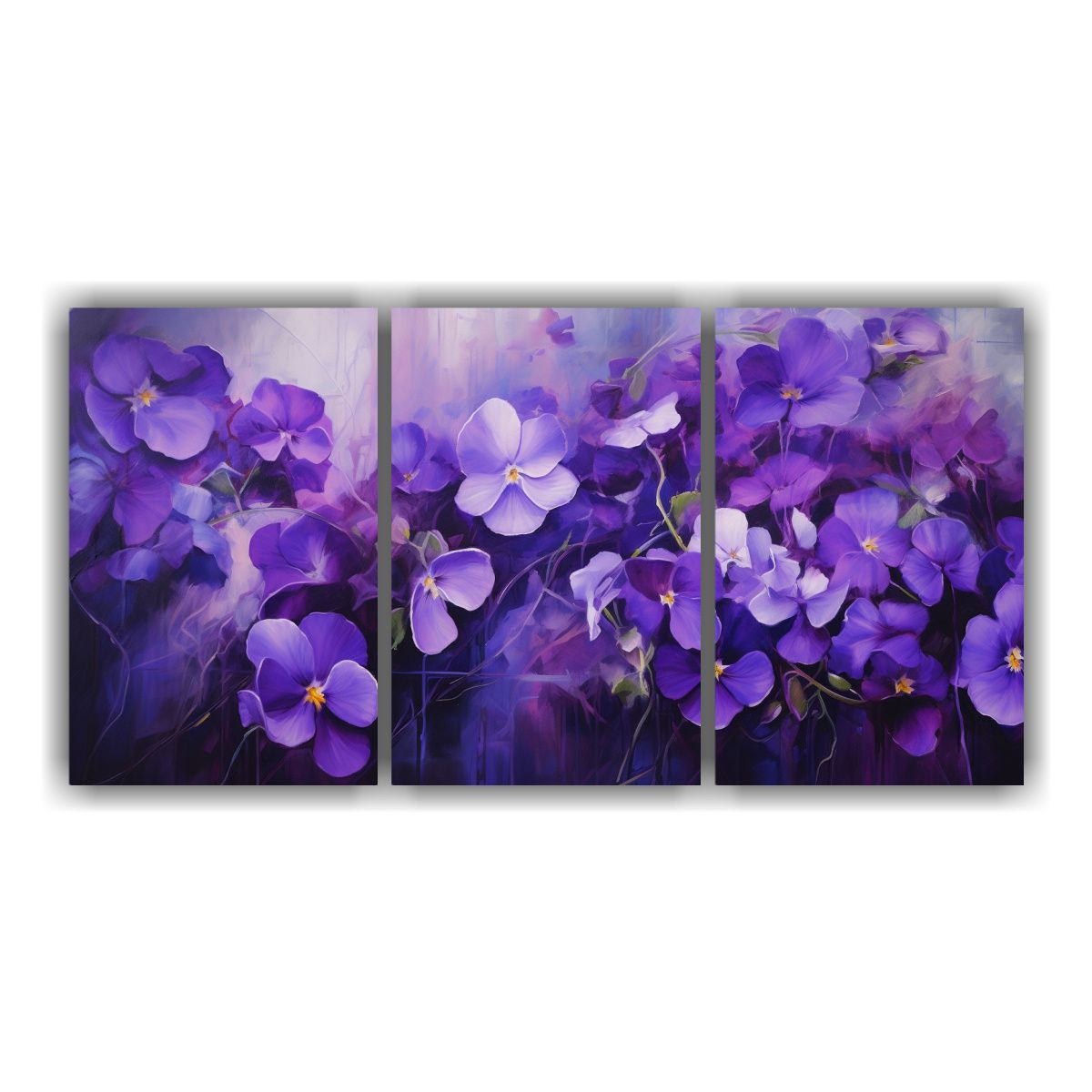 GENERICO - Pintura Abstracta De Flores Violetas En óleo De Alta Calida 240x120cm