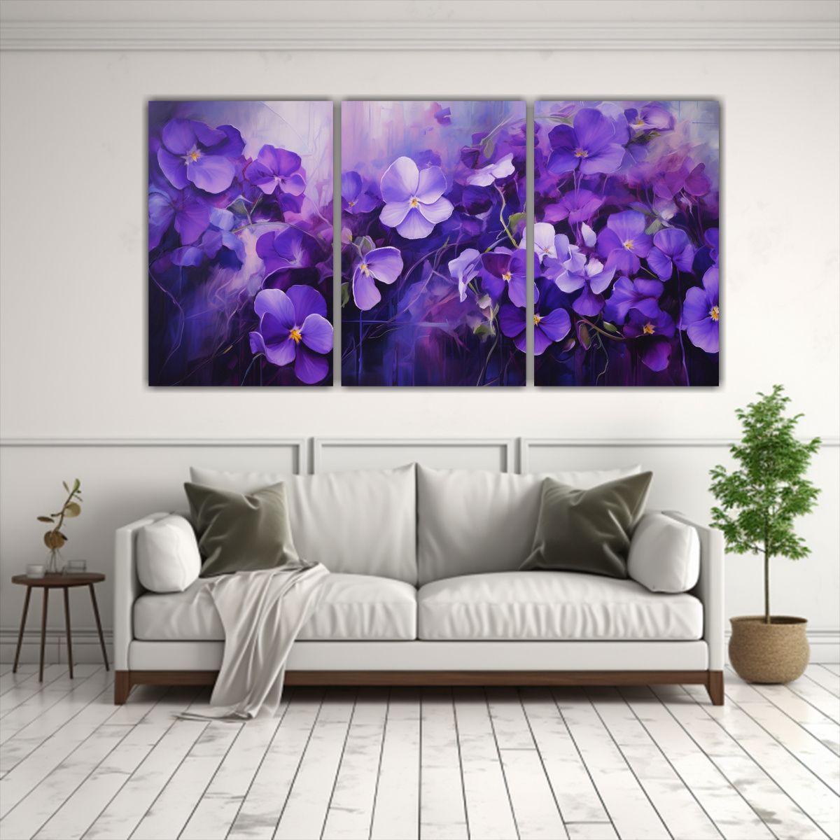 GENERICO - Pintura Abstracta De Flores Violetas En óleo De Alta Calida 240x120cm