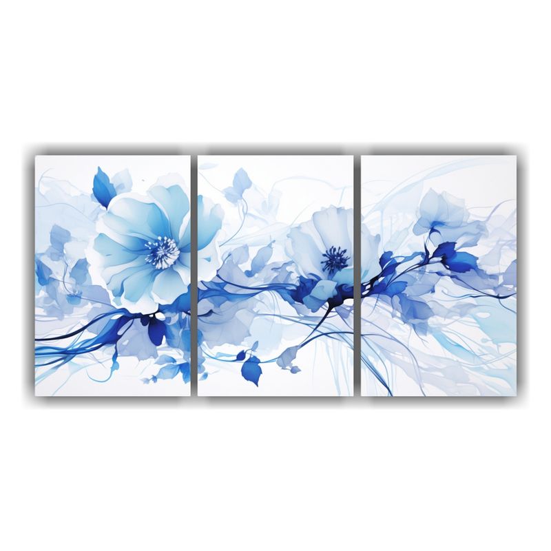 GENERICO - Set 3 Lienzos De Tela Abstracto Regalo Colores Blanco Y Azul 240x120cm