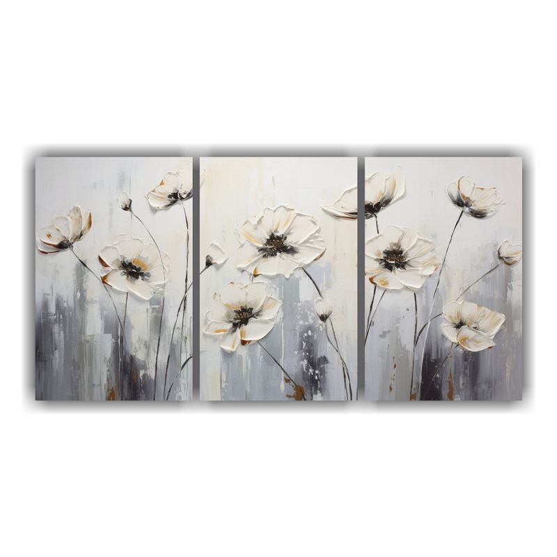 GENERICO - Composiciones Cuadro Escena Flores En Blanco Y Negro Sobre L 240x120cm