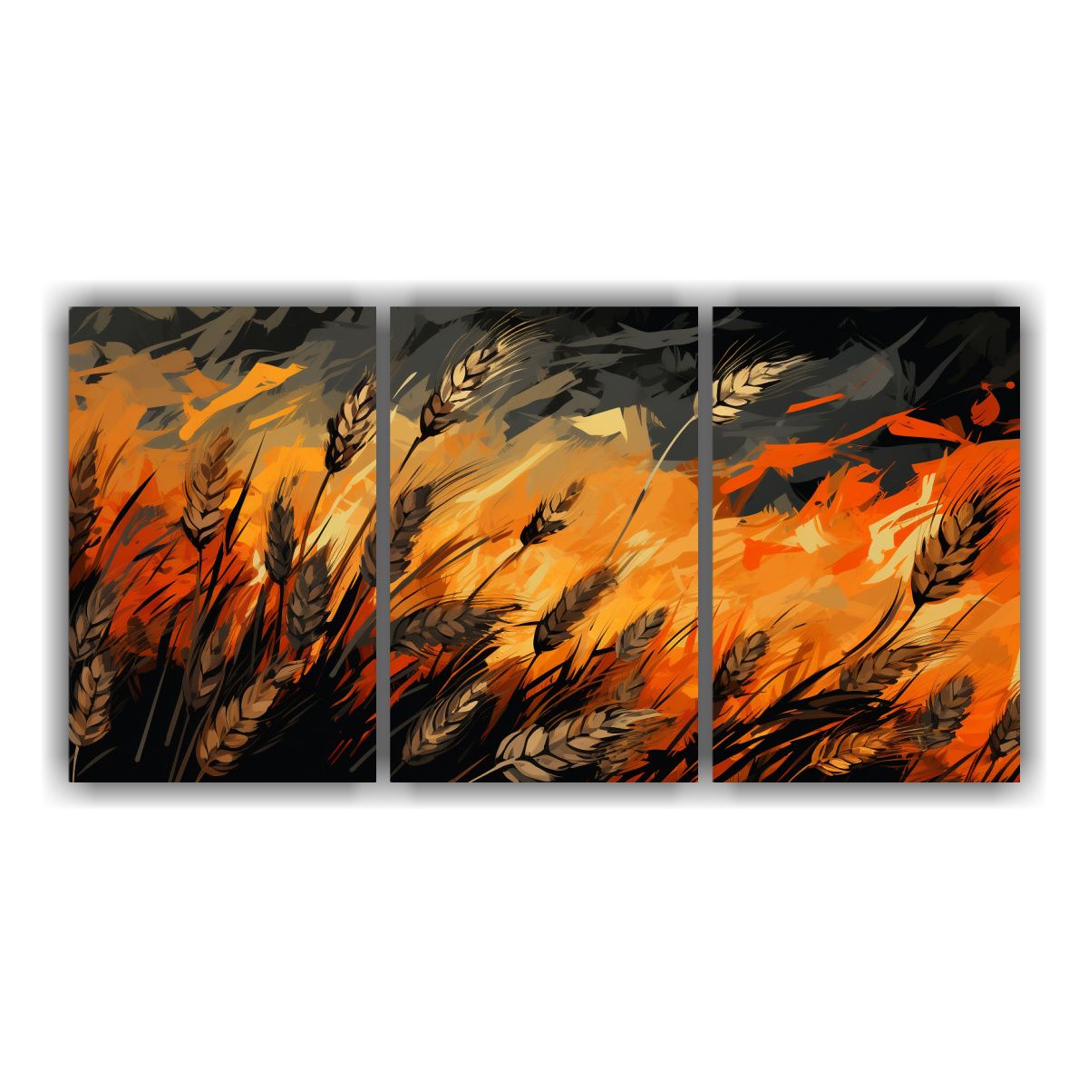 GENERICO - Set 3 Cuadros Expresión Motivo Granos De Trigo En Colores N 240x120cm