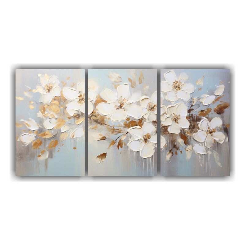 GENERICO - Pintura En Tela Belleza En Blanco Y Dorado Con Flores En El  240x120cm
