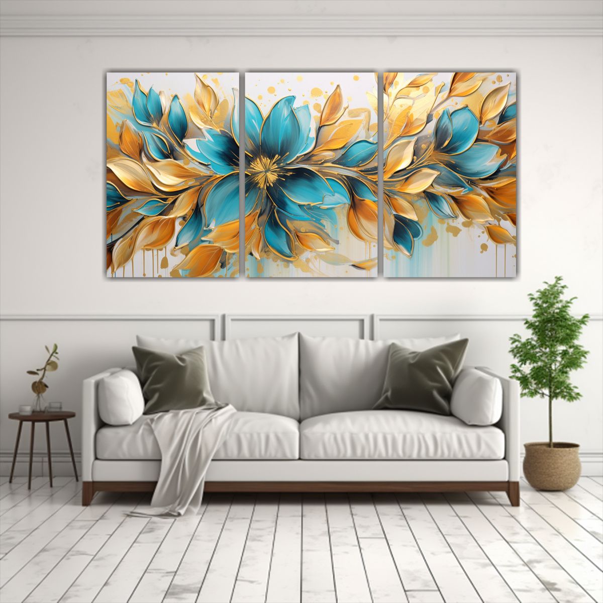 GENERICO - Pinturas Decorativas En Turquesa Y Dorado, Atmósfera Neonoi 240x120cm