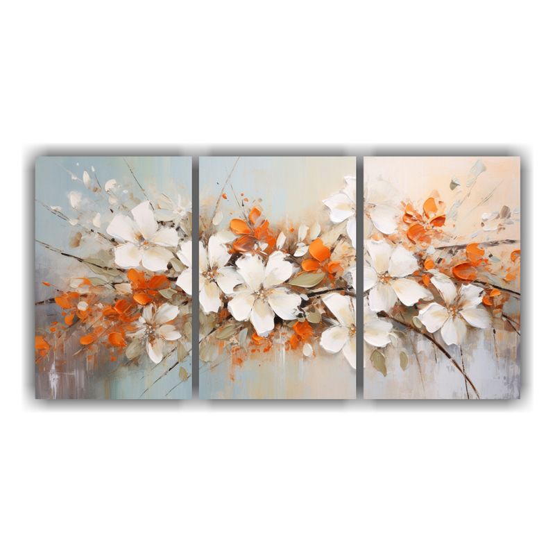 GENERICO - Lienzos Abstractos Intensos En Colores Blanco Y Naranja Con  240x120cm