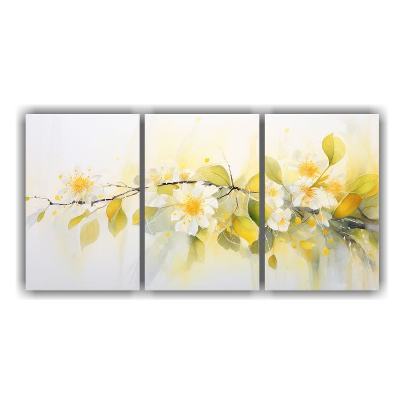 GENERICO - Cuadros Intensidad Imagen Flores Amarillo Y Blanco Abstracto 240x120cm