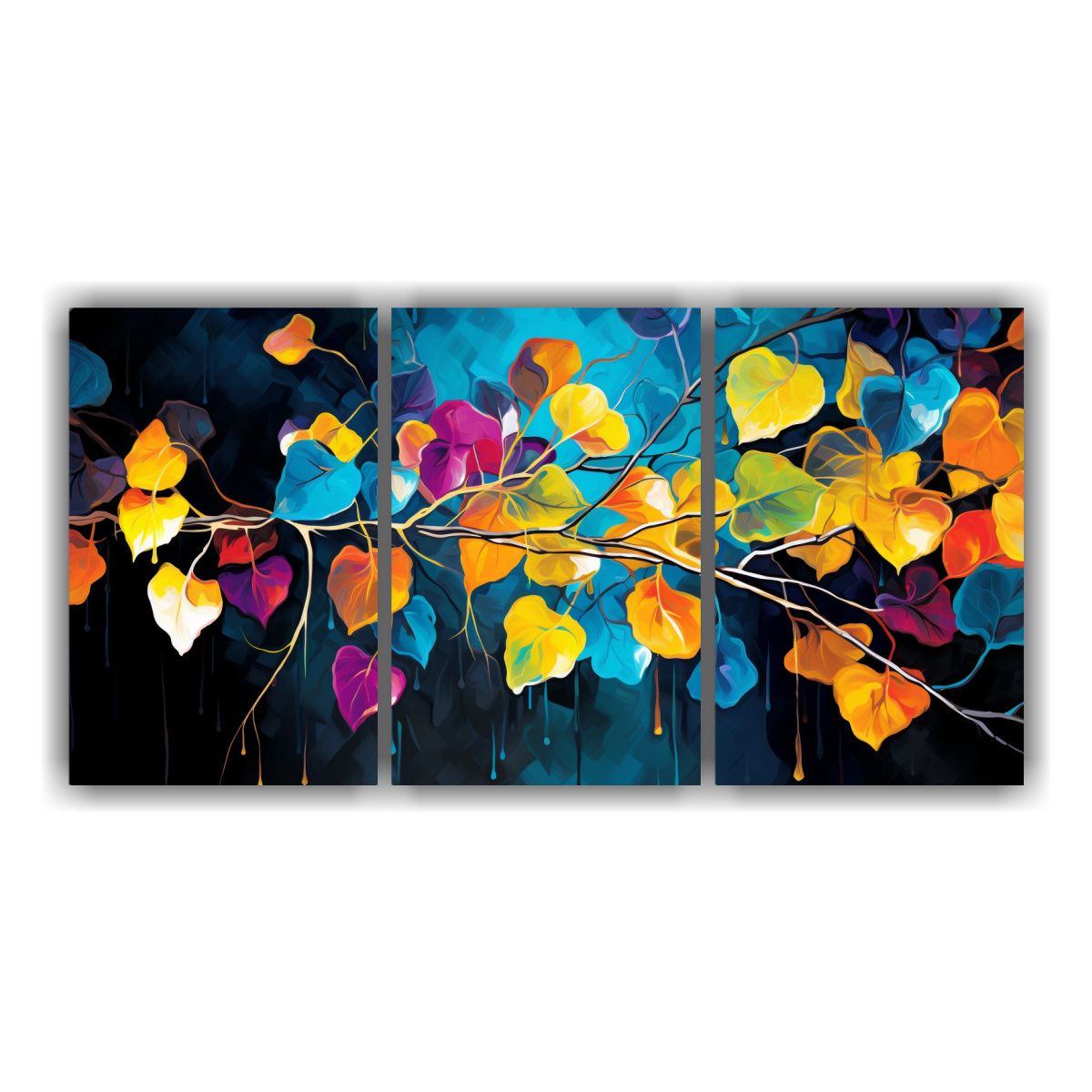 GENERICO - Set 3 Cuadros Horizontales Enigmatico A Árbol De Aspen En C 240x120cm