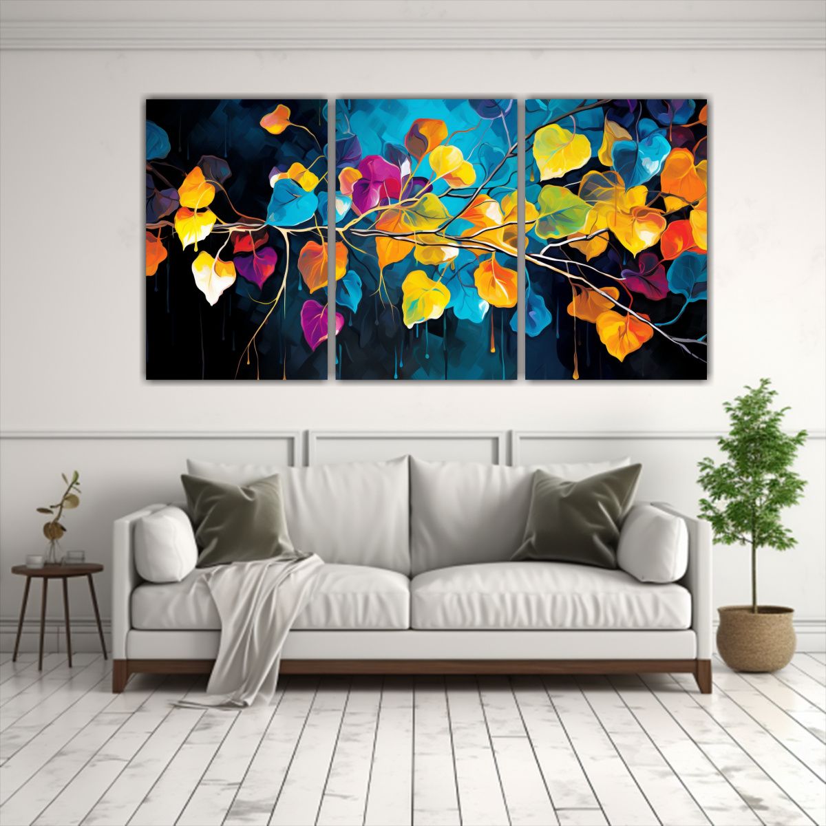 GENERICO - Set 3 Cuadros Horizontales Enigmatico A Árbol De Aspen En C 240x120cm