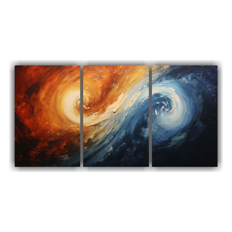 GENERICO - Pintura Abstracta Con Dos Remolinos De Colores En Decoració 240x120cm