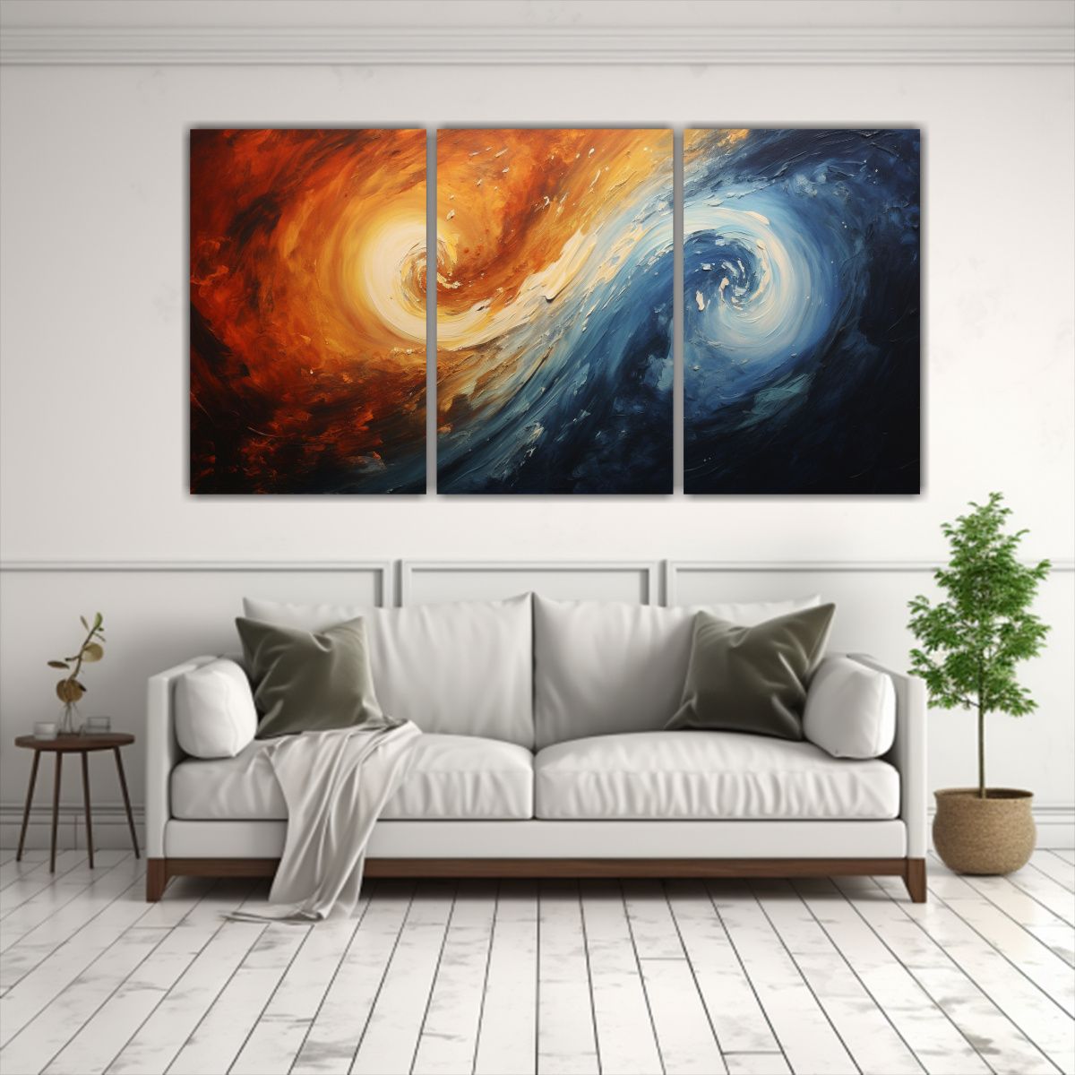 GENERICO - Pintura Abstracta Con Dos Remolinos De Colores En Decoració 240x120cm