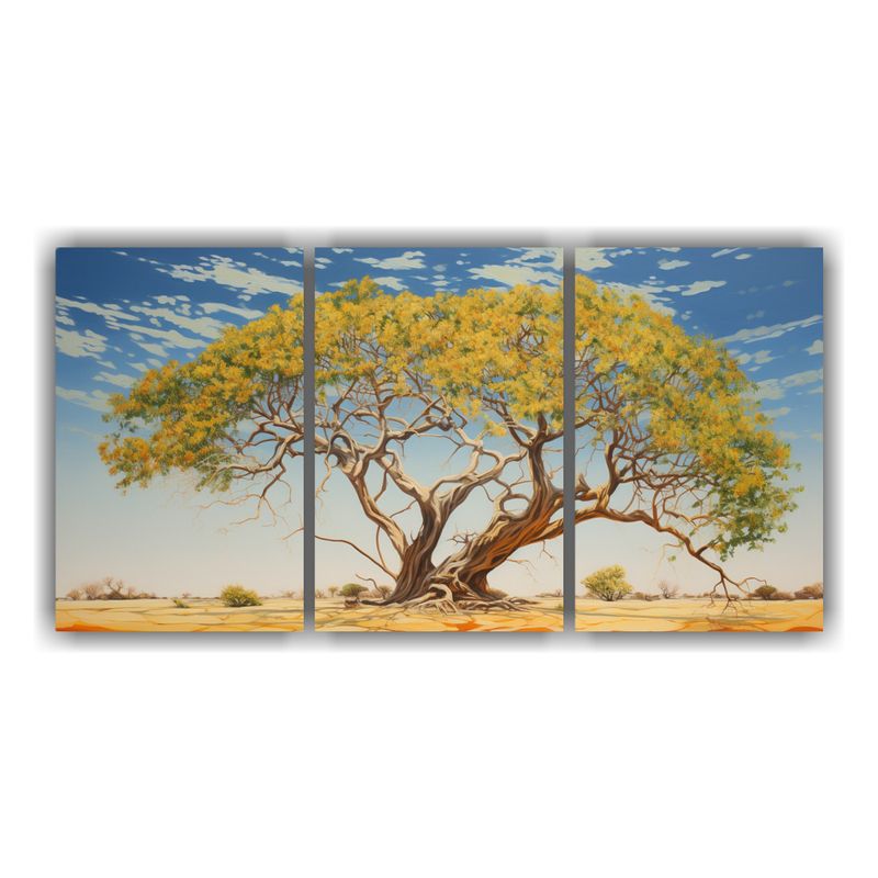 GENERICO - Pintura Mural Abstracta De Un árbol De Acacia De Tonos Mura 240x120cm