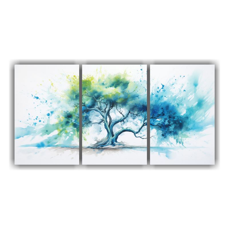 GENERICO - Pintura Abstracta Del Árbol De Acacia En Turquesa Y Azul Pa 240x120cm
