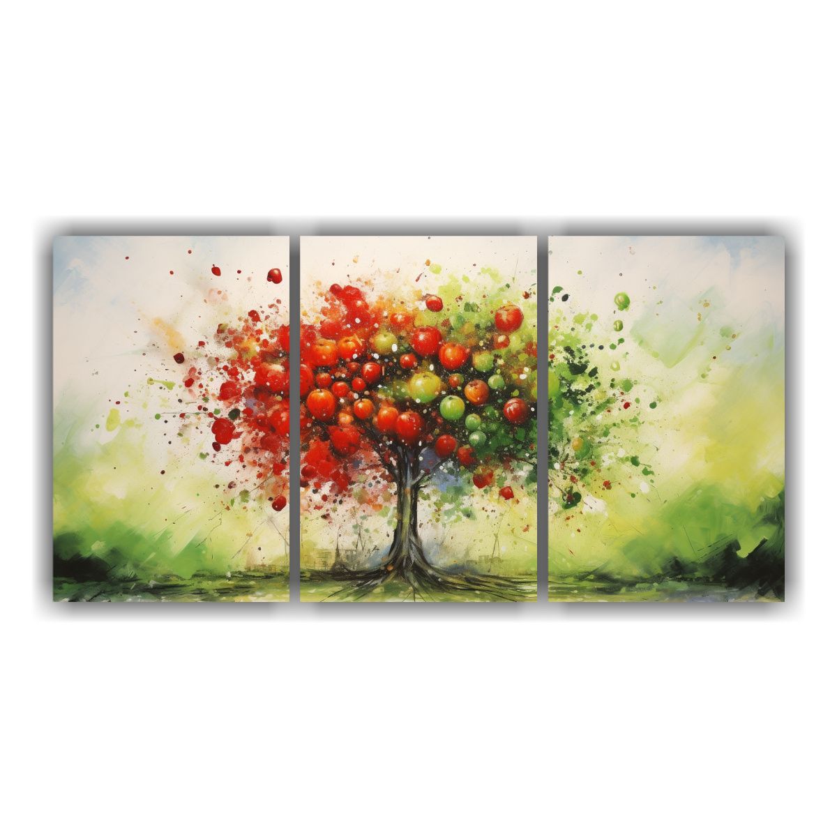 GENERICO - Cuadros Abstractos De árbol Frutal, Verde Y Rojo, Sensibili 240x120cm