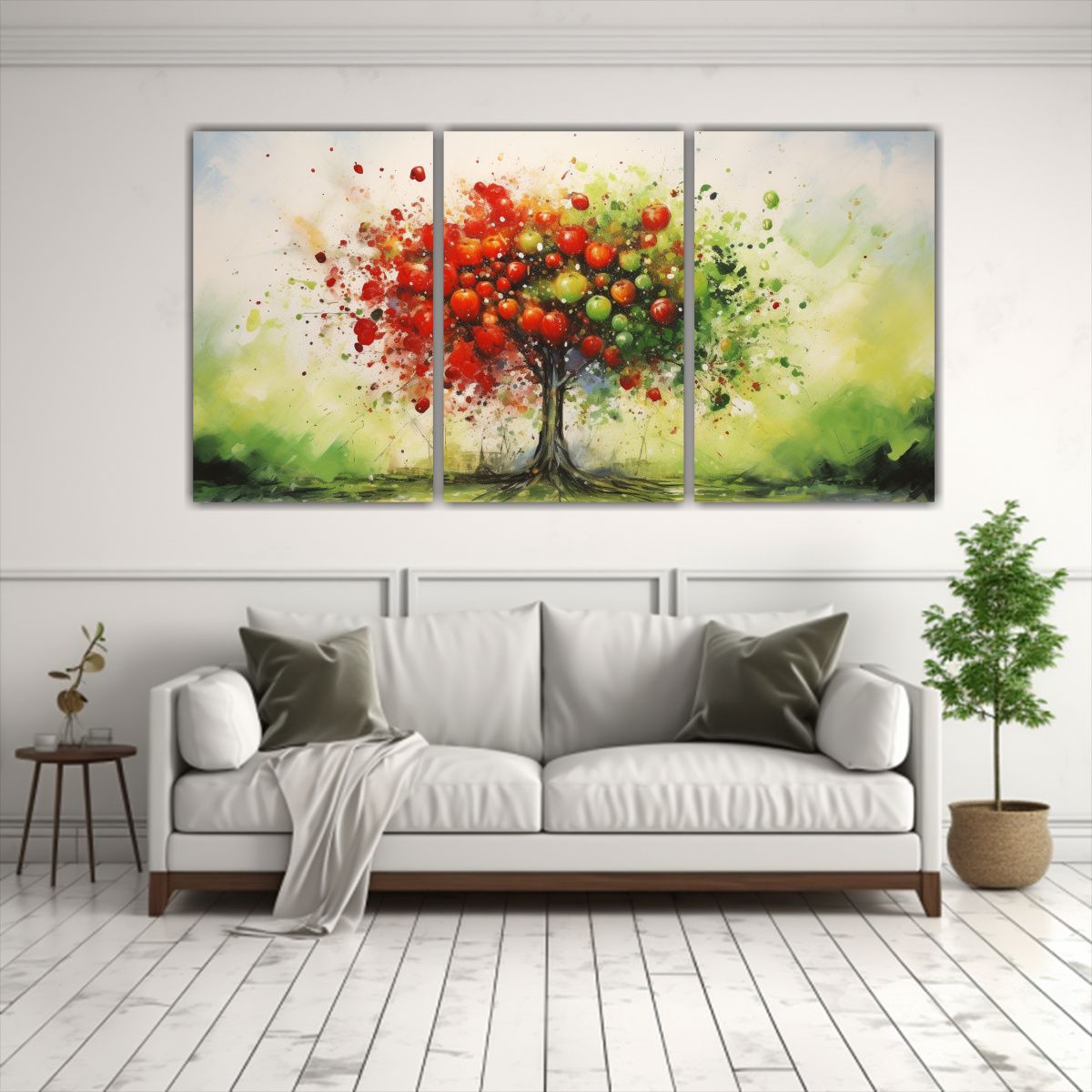 GENERICO - Cuadros Abstractos De árbol Frutal, Verde Y Rojo, Sensibili 240x120cm