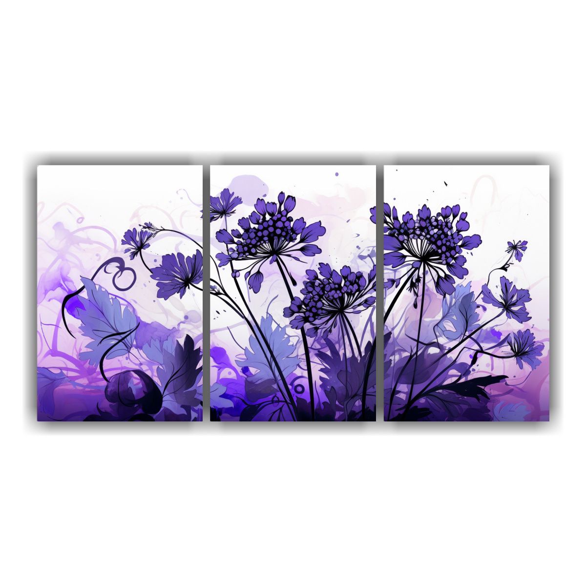 GENERICO - Cuadros Diseño Equilibrio Visual Aromáticas Morado Y Negro 240x120cm