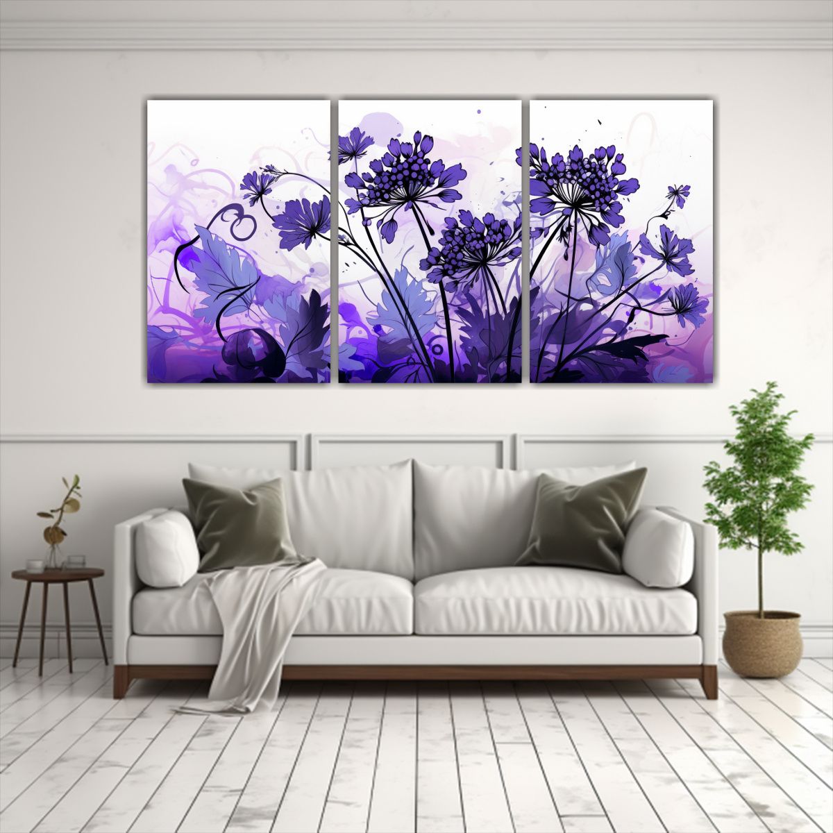 GENERICO - Cuadros Diseño Equilibrio Visual Aromáticas Morado Y Negro 240x120cm