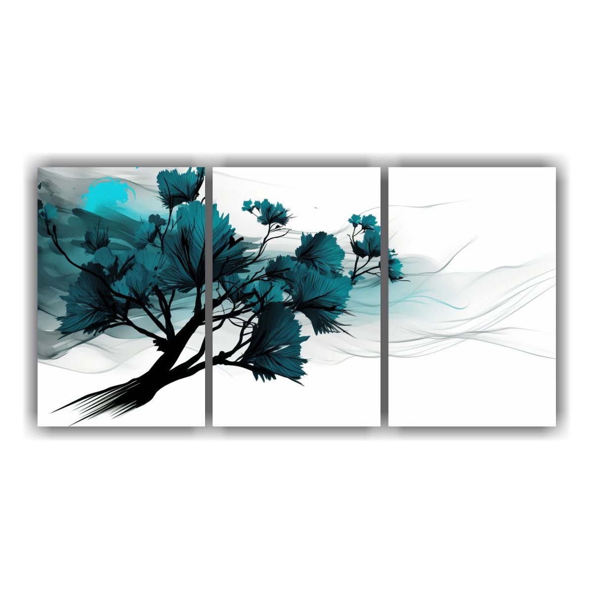 GENERICO - Pintura Decorativa: Tríptico Abstracto De árbol De Pino En 240x120cm