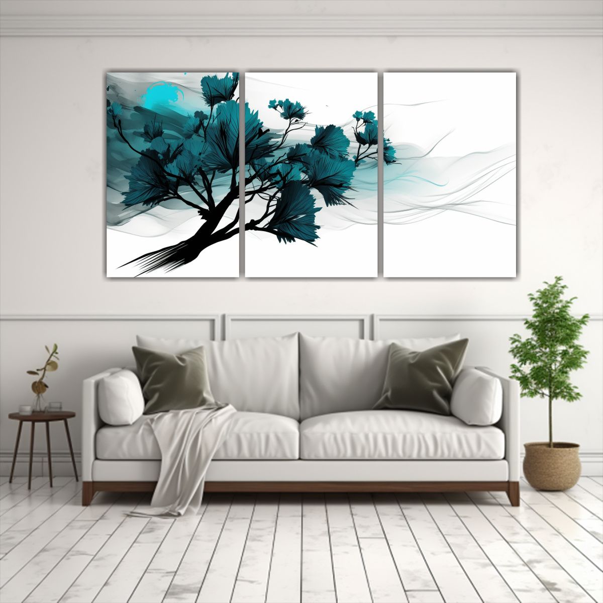 GENERICO - Pintura Decorativa: Tríptico Abstracto De árbol De Pino En 240x120cm