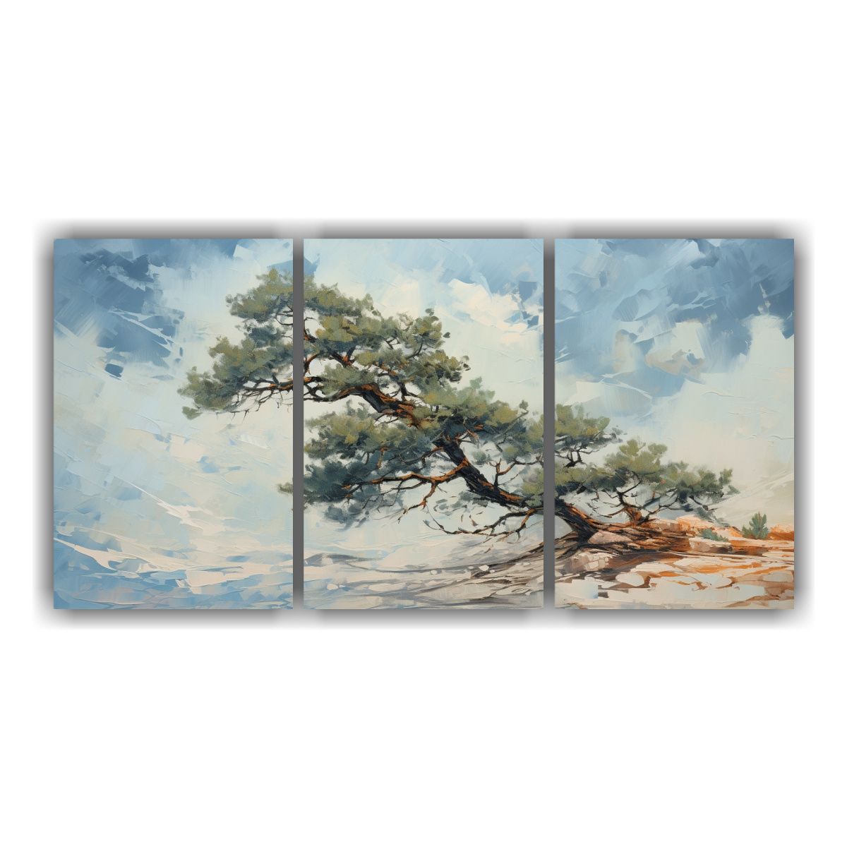 GENERICO - Conjunto De 3 Cuadros Abstractos De Pino Pintura Al óleo De 240x120cm