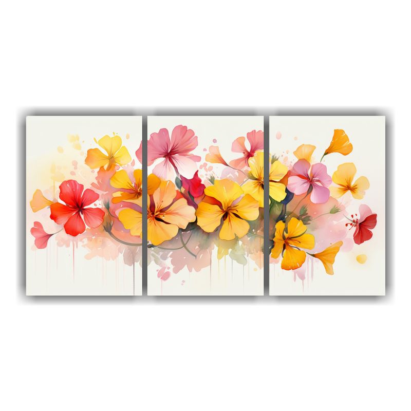 GENERICO - Conjunto De 3 Lienzos De Tela Inspiración Calidez A Flores  240x120cm