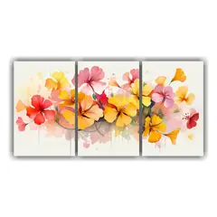 GENERICO - Conjunto De 3 Lienzos De Tela Inspiración Calidez A Flores 240x120cm