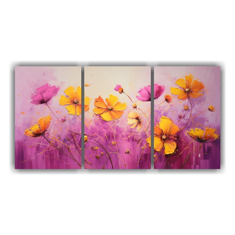 GENERICO - Pintura En Lienzo Composición Surrealista Flores Amarillas  240x120cm