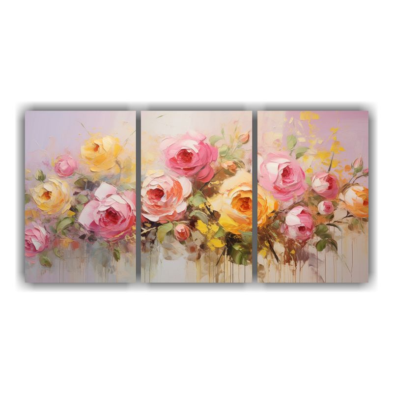 GENERICO - Cuadros Dibujo Bonito De Flores Amarillas Y Rosas En Lienzo 240x120cm