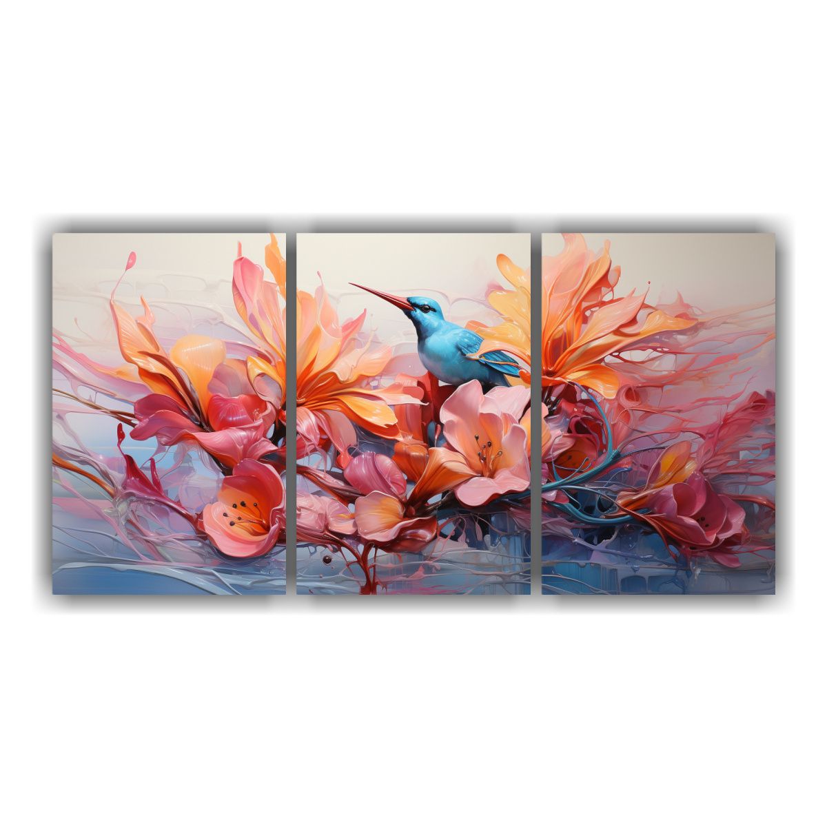 GENERICO - Conjunto De 3 Lienzos Impresos Con Flores De Ave Del Paraís 240x120cm