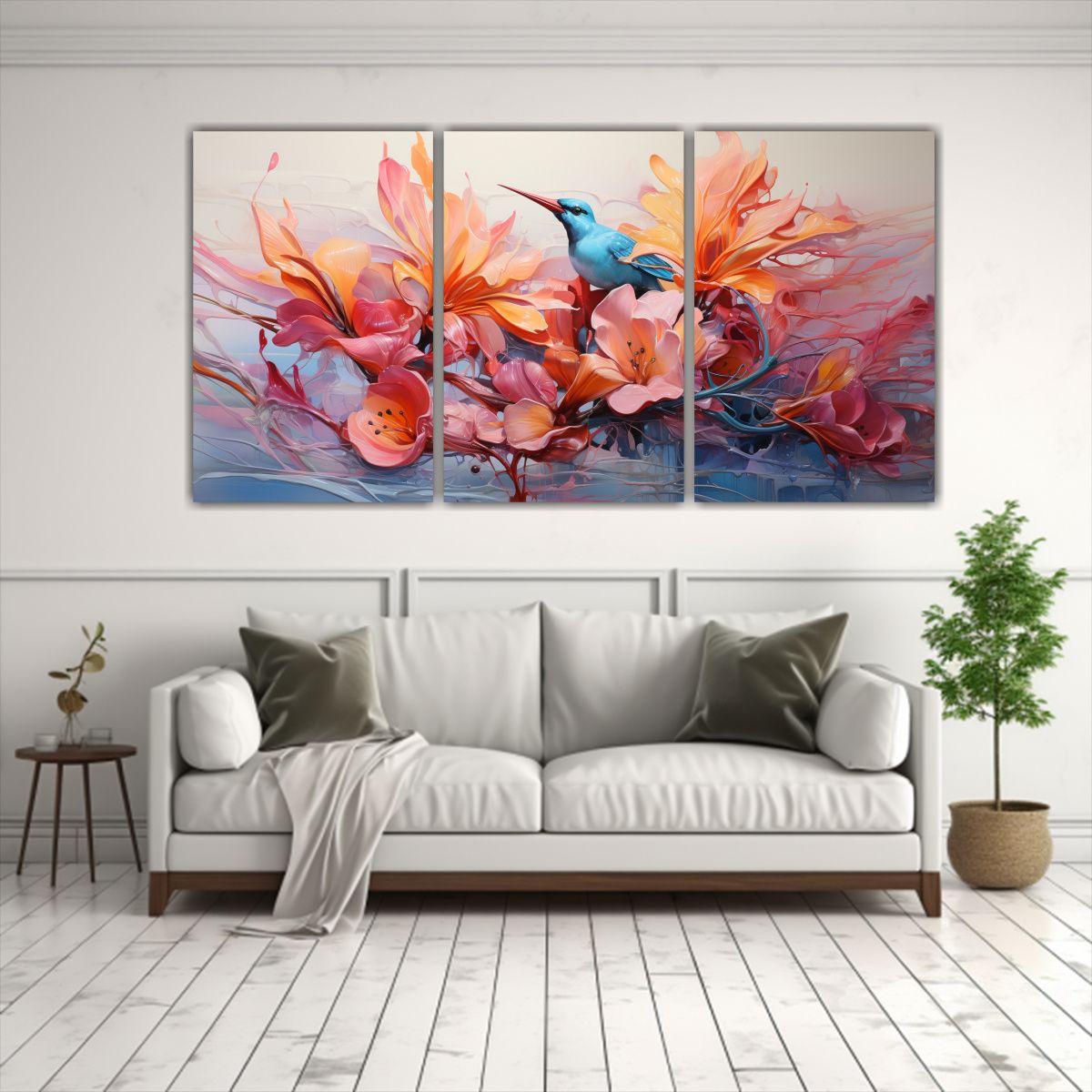 GENERICO - Conjunto De 3 Lienzos Impresos Con Flores De Ave Del Paraís 240x120cm